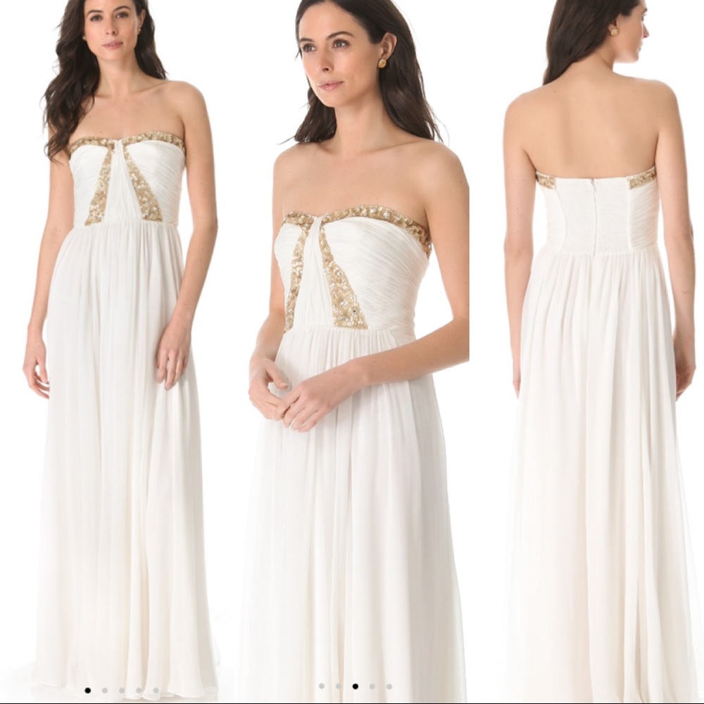 Rebecca Taylor Dress S/M Formal White Prom Wedding Hoco Debutante Maxi Long Gown - Picture 2 of 16